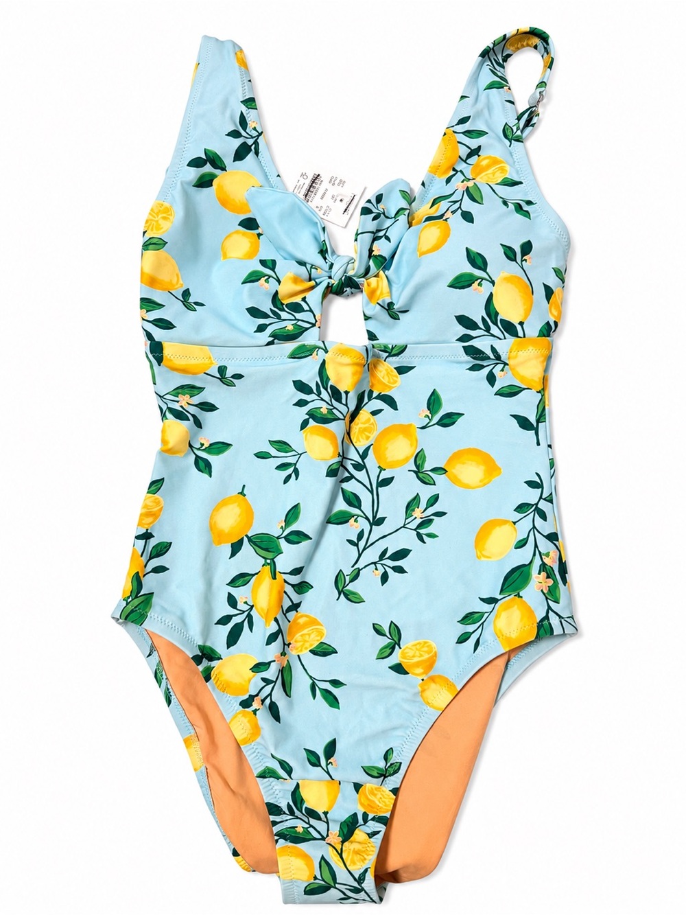J-Crew Lemon Print One-Piece Swimsuit - Light Blue & Yellow